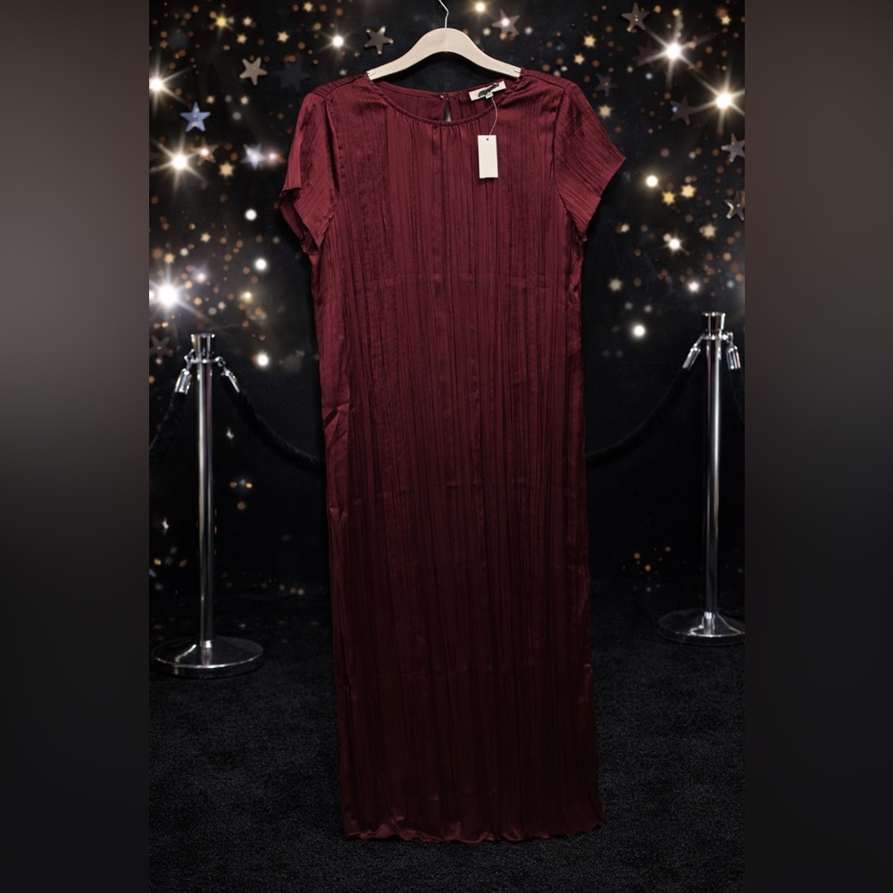 Madewell Ribbed Short-Sleeve Maxi Dress in Burgundy